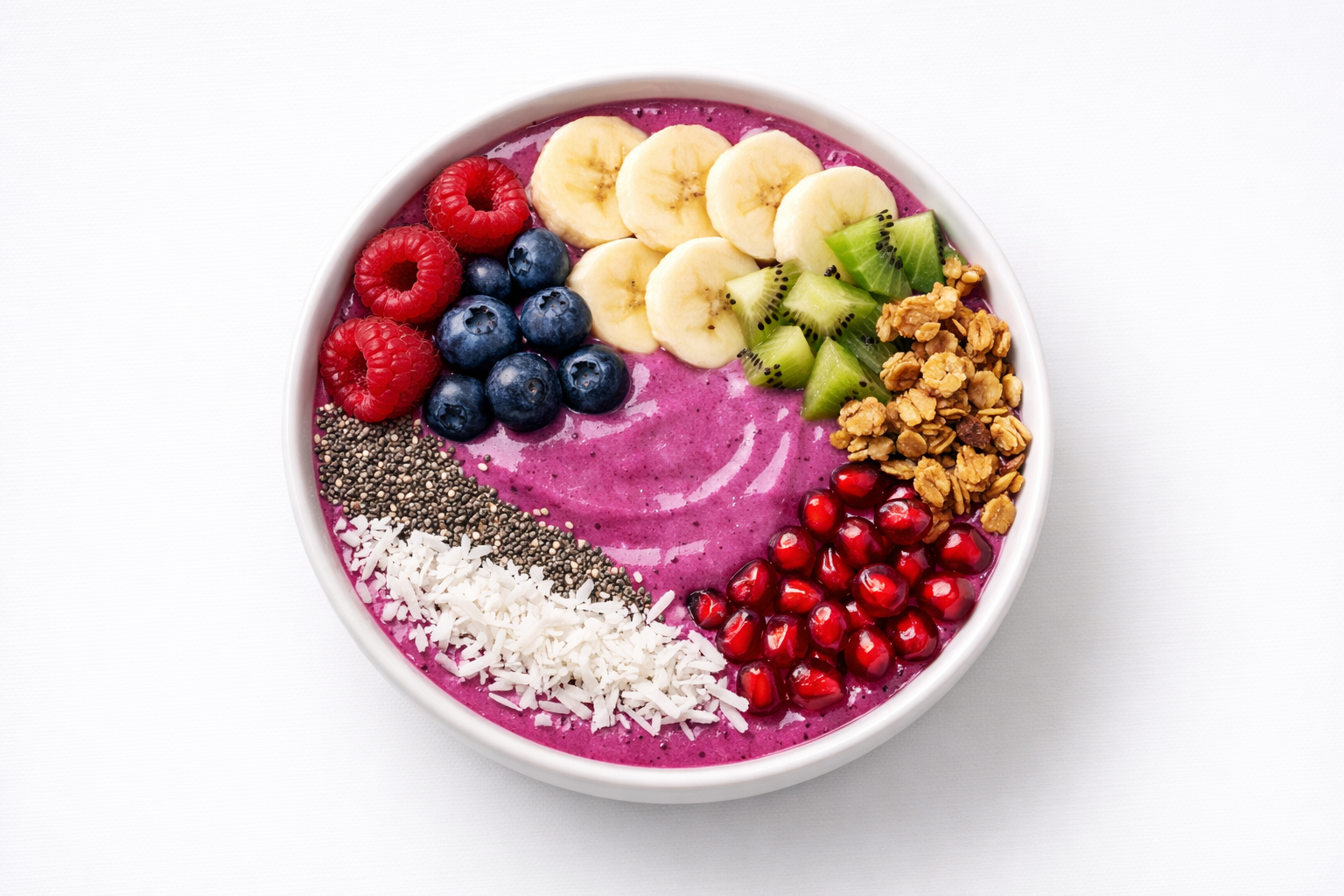 Bunte Smoothie Bowl mit Toppings